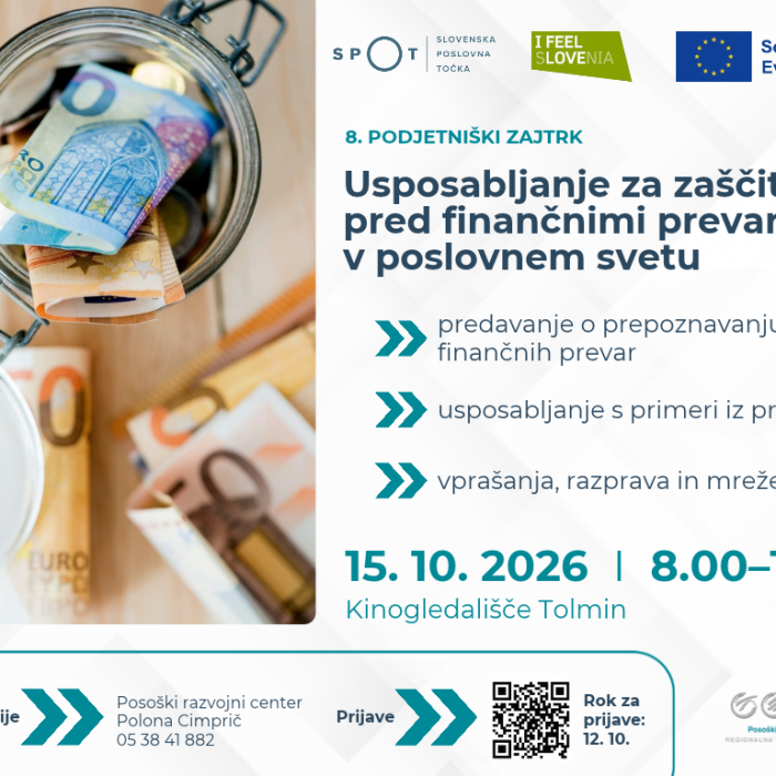 8. podjetniški zajtrk: Usposabljanje za zaščito pred finančnimi prevarami v poslovnem svetu