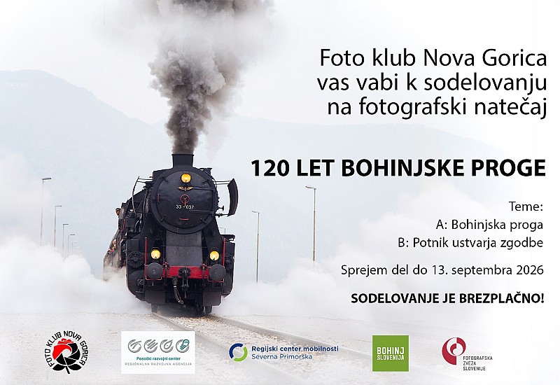 Do 13. septembra še lahko sodelujete v fotografskem natečaju »120 let Bohinjske proge«