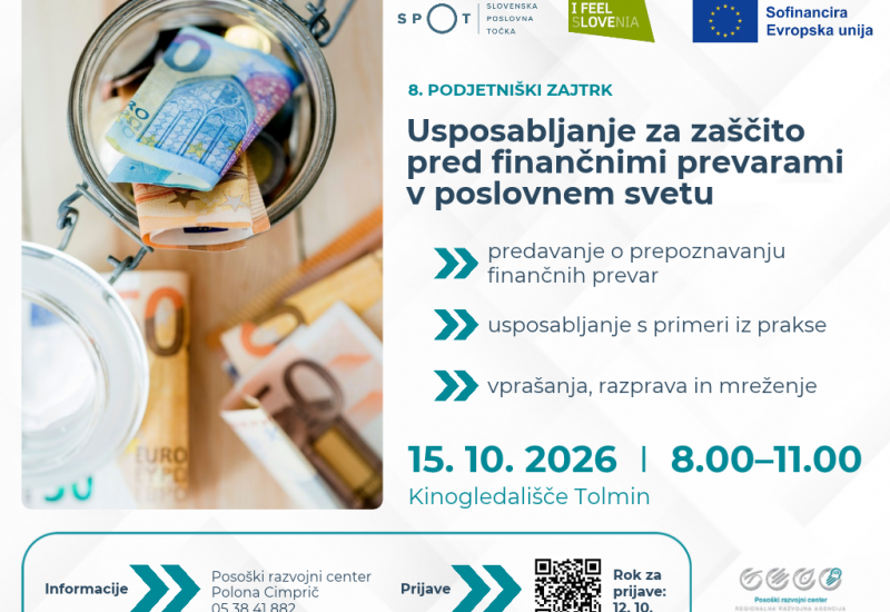 8. podjetniški zajtrk: Usposabljanje za zaščito pred finančnimi prevarami v poslovnem svetu