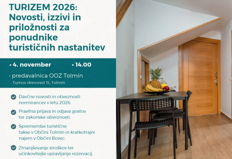 Vabilo na strokovni seminar TURIZEM 2026: Novosti, izzivi in priložnosti za ponudnike turističnih nastanitev